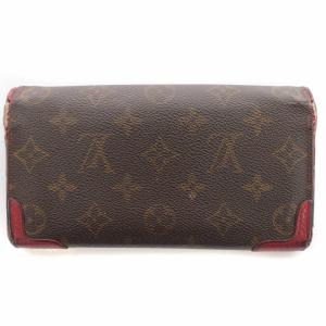 LOUIS VUITTON 二つ折り長財布 ウォレット ポルトフォイユ・サラレティーロ モノグラム 茶 ブラウン 赤 レッド M61184