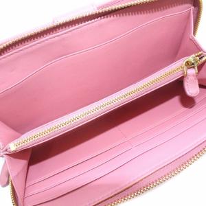 PRADA 長財布 サフィアーノ レザー ラウンドファスナー ロゴ ピンク 1ML348