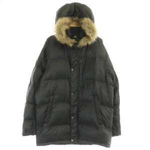 ダウンジャケット ジップアップ フード フェイクファー XO 黒 ブラック