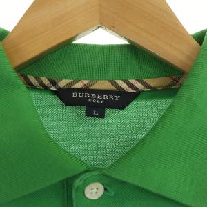 BURBERRY GOLF ポロシャツ 半袖 ロゴ刺繍 コットン L 緑 グリーン