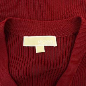 MICHAEL KORS リブニットワンピース ロング 長袖 レースアップ L 赤 レッド