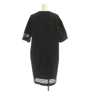 adidas Originals TEE DRESS ワンピース 膝丈 半袖 ロゴ 切替 M 黒 ブラック GN3249