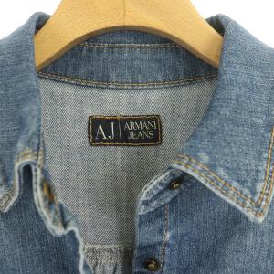 ARMANI JEANS デニムワンピース ミニ 長袖 ストレッチ USA 4 青 ブルー