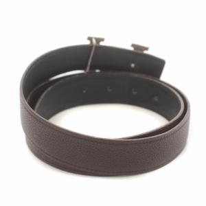 HERMES コンスタンス マルトレ ハンマー Hロゴ ベルト シルバー金具 レザー K刻印 85 ブラウン