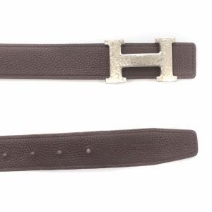 HERMES コンスタンス マルトレ ハンマー Hロゴ ベルト シルバー金具 レザー K刻印 85 ブラウン