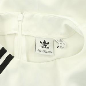 adidas ワンピース ミニ 半袖 ロゴ刺繍 サテン 3ストライプス M 白 ホワイト
