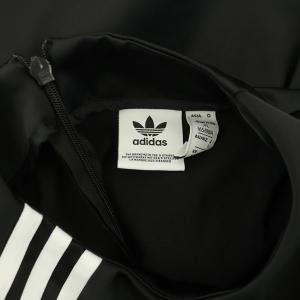 adidas ワンピース ミニ 半袖 ロゴ刺繍 サテン 3ストライプス S 黒 ブラック