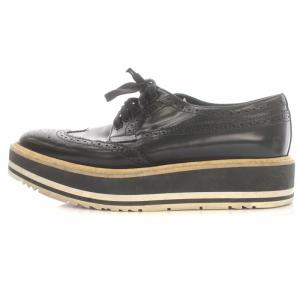 PRADA ドレスシューズ レザー 厚底 ウィングチップ 24.5cm ブラック