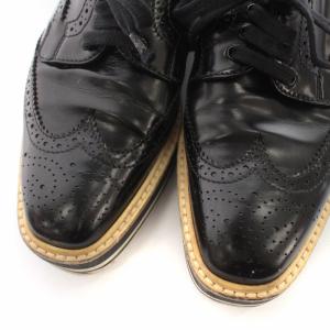 PRADA ドレスシューズ レザー 厚底 ウィングチップ 24.5cm ブラック