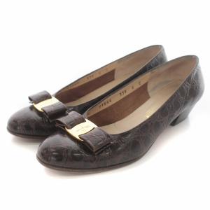 パンプス ヴァラ ゴールド金具 レザー 6 24cm 茶 ブラウン