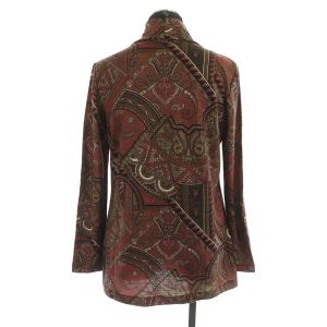 Leilian カットソー ニット 長袖 ハイネック ペイズリー柄 総柄 ウール 9 赤 レッド