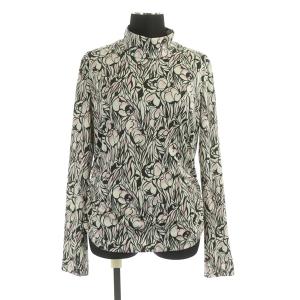 カットソー 長袖 ハイネック 総柄 シャーリング 9 ピンク