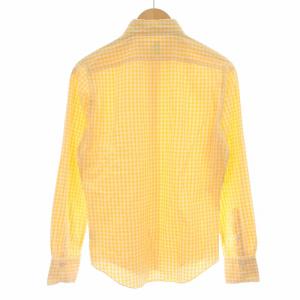 Finamore ボタンダウンシャツ 長袖 ギンガムチェック イタリア製 黄 イエロー