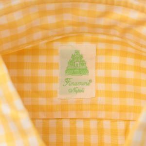 Finamore ボタンダウンシャツ 長袖 ギンガムチェック イタリア製 黄 イエロー