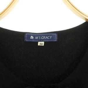 M'S GRACY カーディガン ニット 長袖 スパンコール リボン ベルベット 38 黒 ブラック