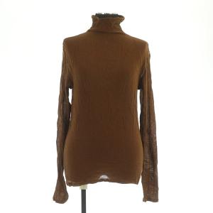 PERMANENTE ニット カットソー 長袖 ハイネック シースルー 茶 ブラウン