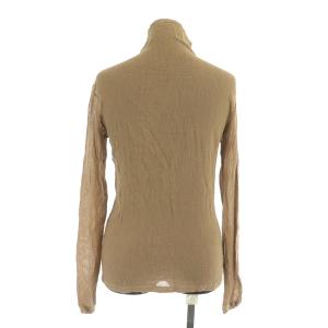 ISSEY MIYAKE PERMANENTE ニット カットソー 長袖 ハイネック ストレッチ 茶 ブラウン