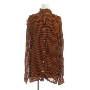 PERMANENTE アンサンブルニット カーディガン 長袖 ハイネックカットソー 半袖 チェック 黒 ブラック オレンジ