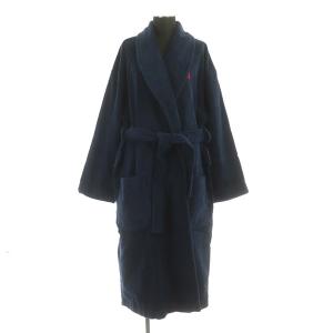 ローレンソリッド バスローブ ガウン 部屋着 ルームウェア L 紺 ネイビー