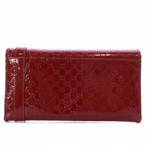GUCCI 長財布 パテントレザー マイクログッチシマ スナップボタン 赤 レッド 309760