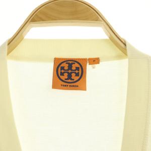 TORY BURCH カーディガン ニット 長袖 Vネック 装飾 ビジュー M アイボリー