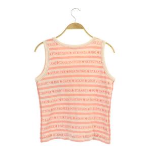 LOUIS VUITTON タンクトップ ニット ボーダー 胸ポケット 36 ピンク