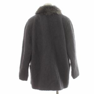 Leilian ジャケット ファー アウター 長袖 ウール モヘア混 9 M グレー