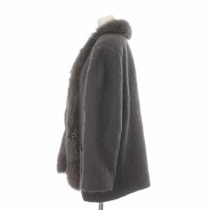 Leilian ジャケット ファー アウター 長袖 ウール モヘア混 9 M グレー