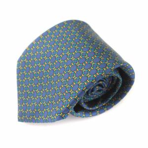 ネクタイ レギュラータイ 絹 シルク 総柄 青 ブルー