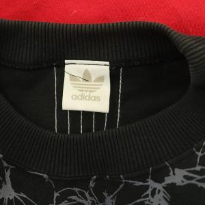 adidas トレーナー スウェット 長袖 切替 ロゴ刺繍 プリント ドロスト L-O 赤 レッド