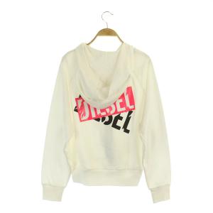 DIESEL BEACHWEAR スウェットパーカー ジップアップ 長袖 バックプリント S 白 ホワイト