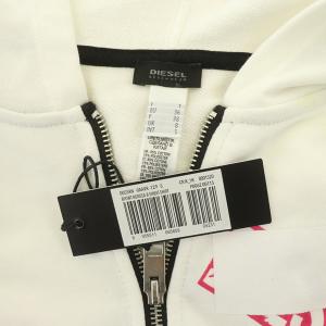 DIESEL BEACHWEAR スウェットパーカー ジップアップ 長袖 バックプリント S 白 ホワイト