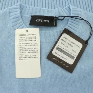CIVIDINI FAVELLA ニット カットソー ノースリーブ ベスト クルーネック カシミア混 42 青 ブルー