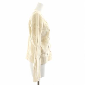 POLO RALPH LAUREN ケーブルニット セーター ウール カシミヤ混 長袖 クルーネック ポニー 刺繍 XS アイボリー