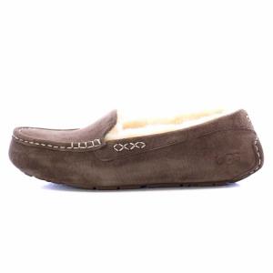 UGG australia アンスレー ANSLEY モカシン スリッポン ムートン スエード ロゴ US7 24cm 茶色 ブラウン 3312