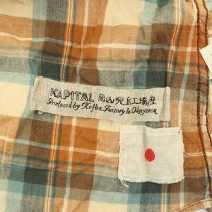 KAPITAL ウエスタンシャツ 長袖 チェック スナップボタン コットン 2 茶 ブラウン