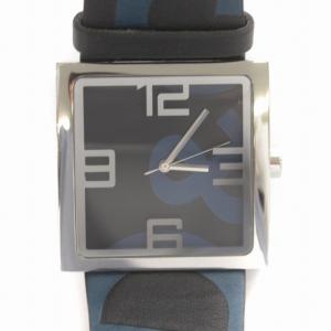 腕時計 ウォッチ クオーツ アナログ ロゴ バンドレザー 黒 ブラック 青 ブルー DW0037SLBL