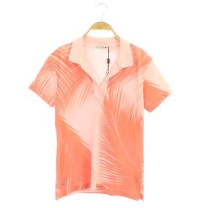 ポロシャツ 半袖 スキッパーポロ 総柄 38 ピンク