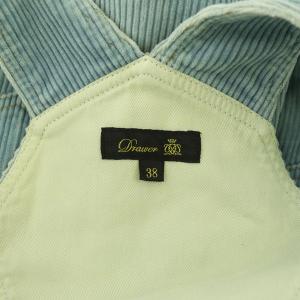 Drawer サロペット ジャンパースカート コーデュロイ ロング USED加工 38 青 ブルー