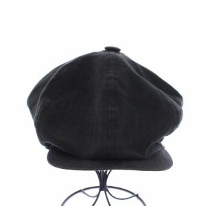 RUDE GALLERY キャスケット 帽子 麻 リネン ロゴ刺繍  黒 ブラック