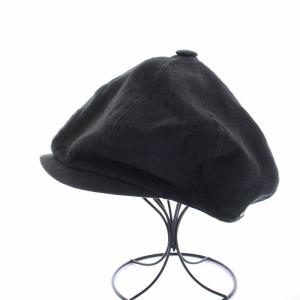 RUDE GALLERY キャスケット 帽子 麻 リネン ロゴ刺繍  黒 ブラック