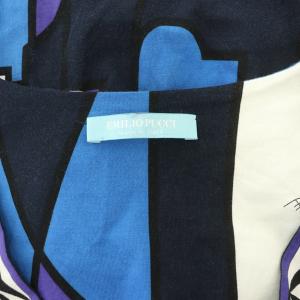 Emilio Pucci カットソー 長袖 総柄 ストレッチ Vネック I40 青 ブルー