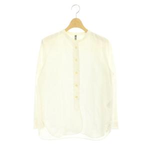 ヘビーコットン ブラウス シャツ 長袖 バンドカラー 1 白 ホワイト