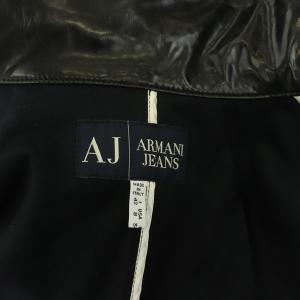 ARMANI JEANS COMFORT FIT フェイクレザージャケット ストレッチ ジップアップ ベルト I42 黒 ブラック