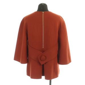 ADORE ライトリバー ニット ブラウス 七分袖 プルオーバー タック スリット 38 オレンジ