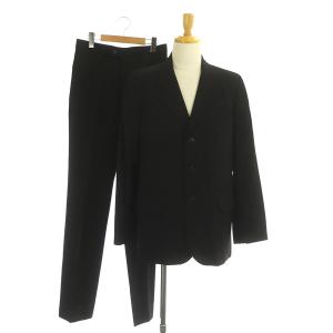 スーツ セットアップ上下 ウール テーラードジャケット パンツ スラックス フランス製 50 黒 ブラック