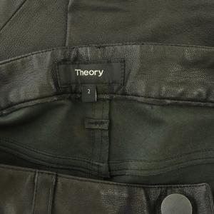 Theory レザーパンツ 革パン ラムレザー 羊革 スキニー ストレッチ 2 黒 ブラック