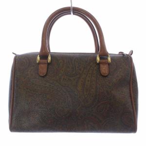 VALENTINO GARAVANI ハンドバッグ ミニボストンバッグ PVC ペイズリー柄 総柄 ロゴ 茶色 ブラウン
