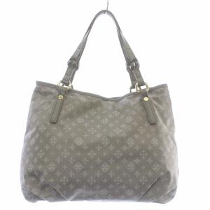 russet ハンドバッグ ナイロン レザー 百合紋章 総柄 マグネット ロゴ グレー 白 ホワイト