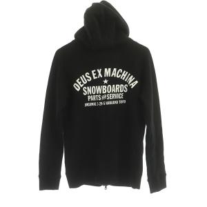 Deus Ex Machina スウェットパーカー ジップアップ ロゴ バックプリント M 黒 ブラック